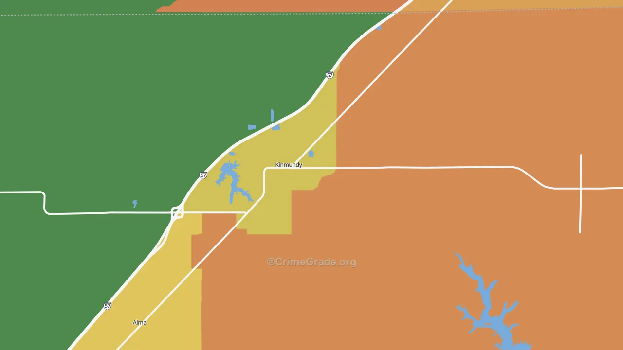 Kinmundy, IL Map of Robbery Rates