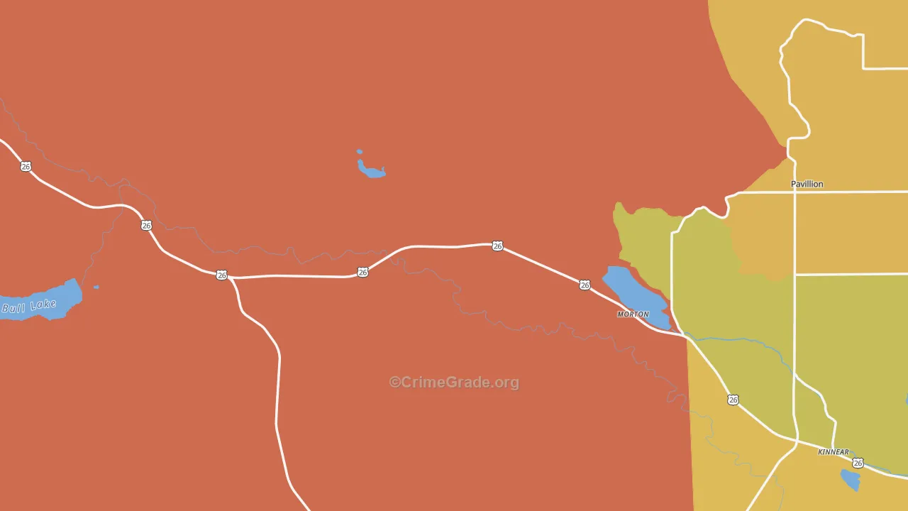 Kinnear, WY Map of Robbery Rates