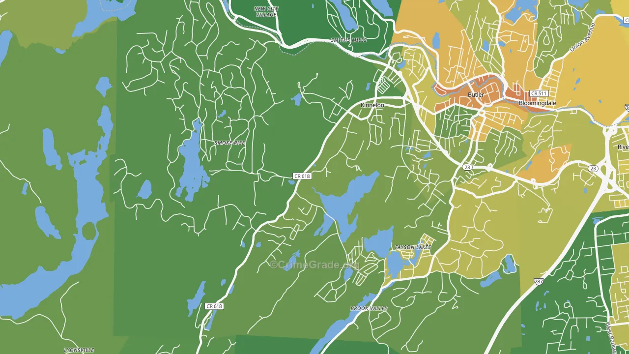 Kinnelon, NJ Map of Robbery Rates