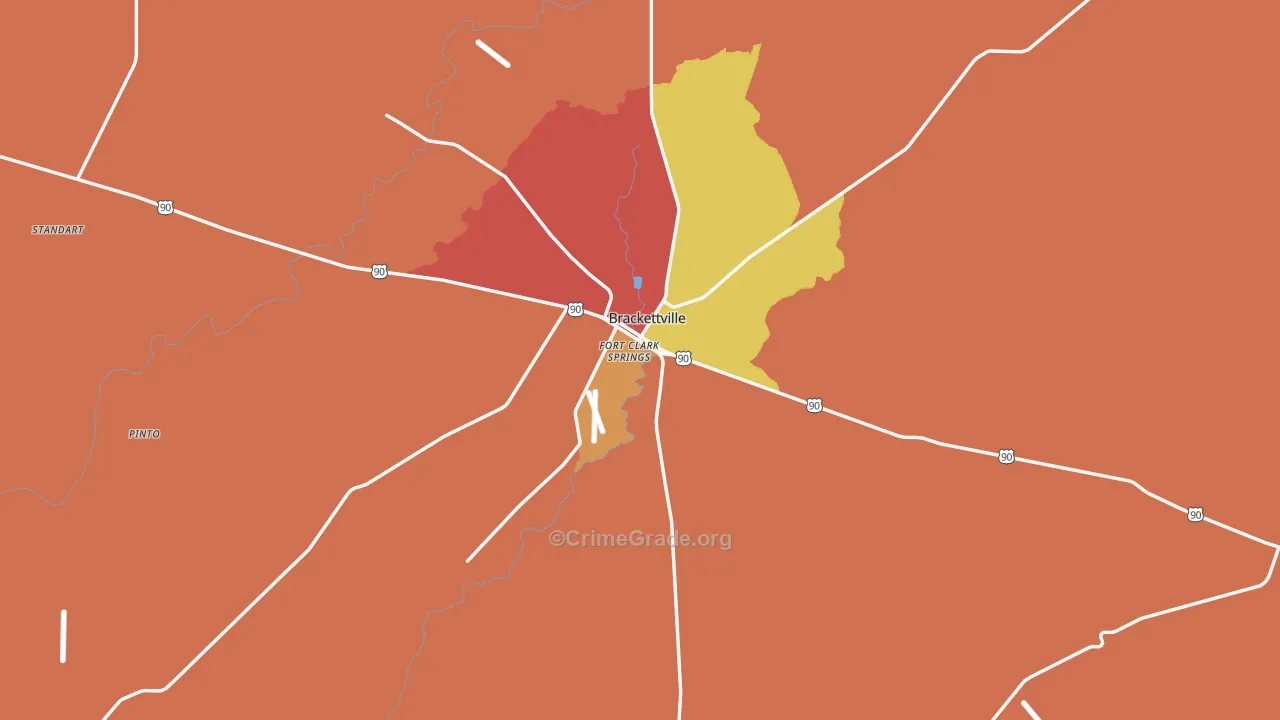 Kinney County, TX Map of Robbery Rates