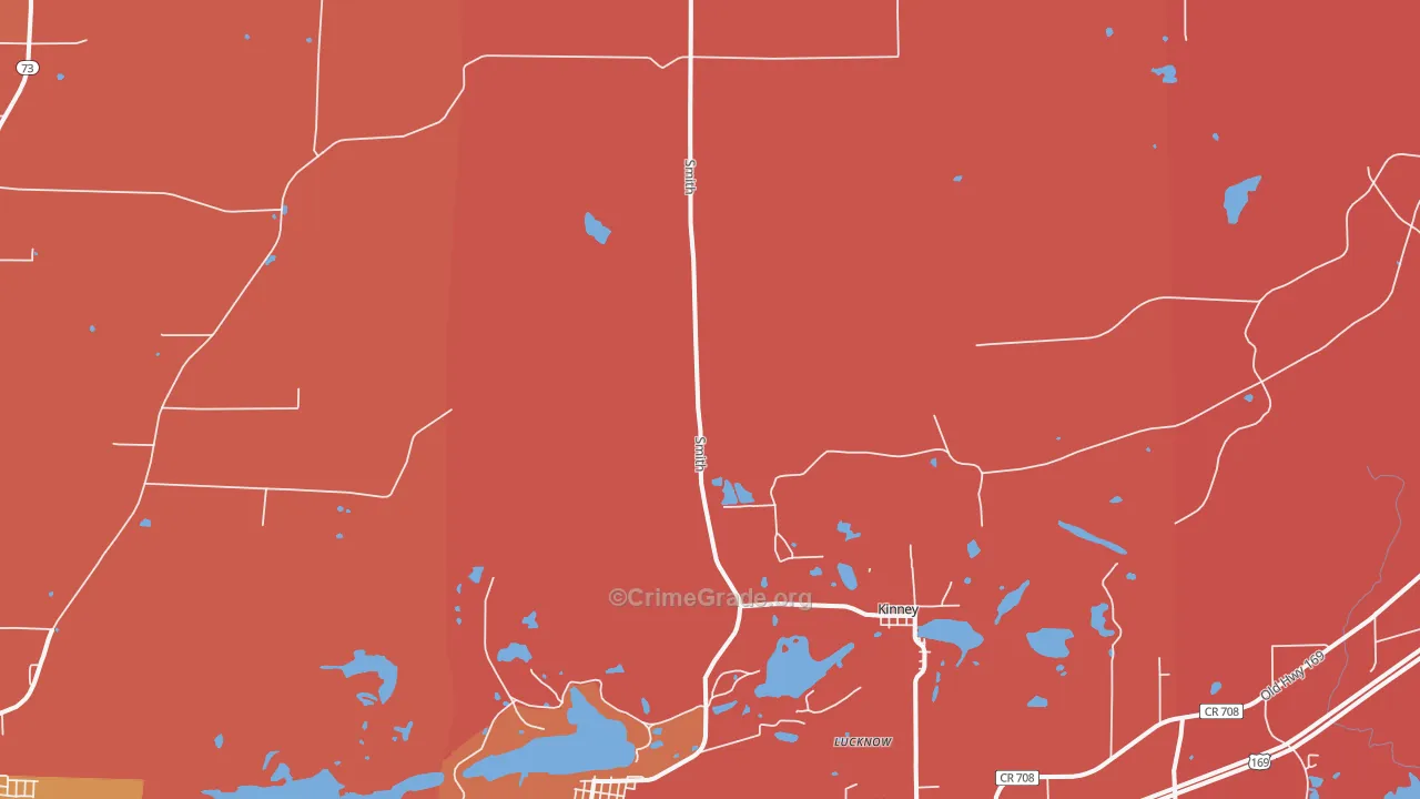 Kinney, MN Map of Robbery Rates