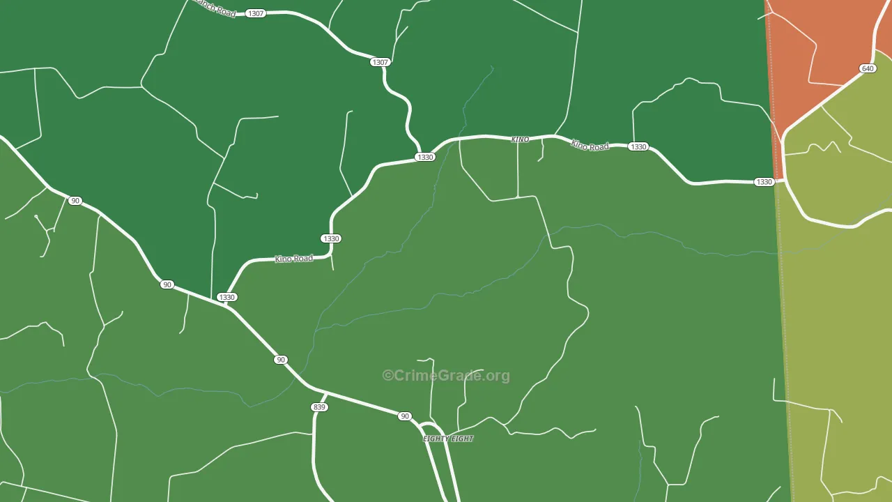 Kino, KY Map of Robbery Rates