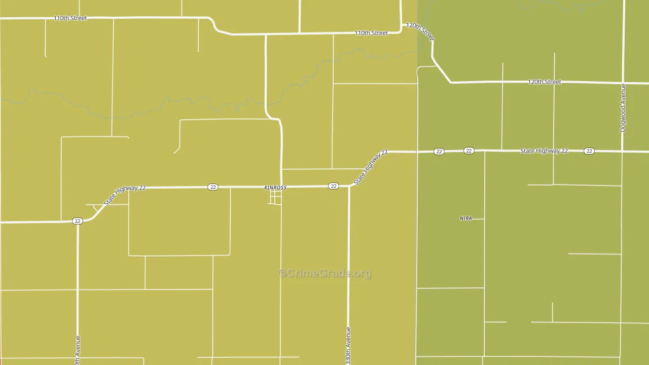 Kinross, IA Map of Robbery Rates