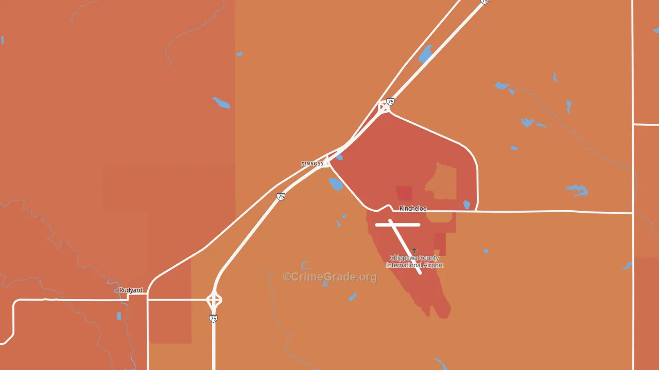 Kinross, MI Map of Robbery Rates