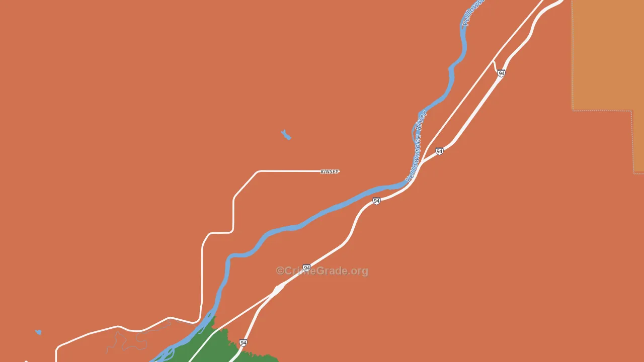 Kinsey, MT Map of Robbery Rates