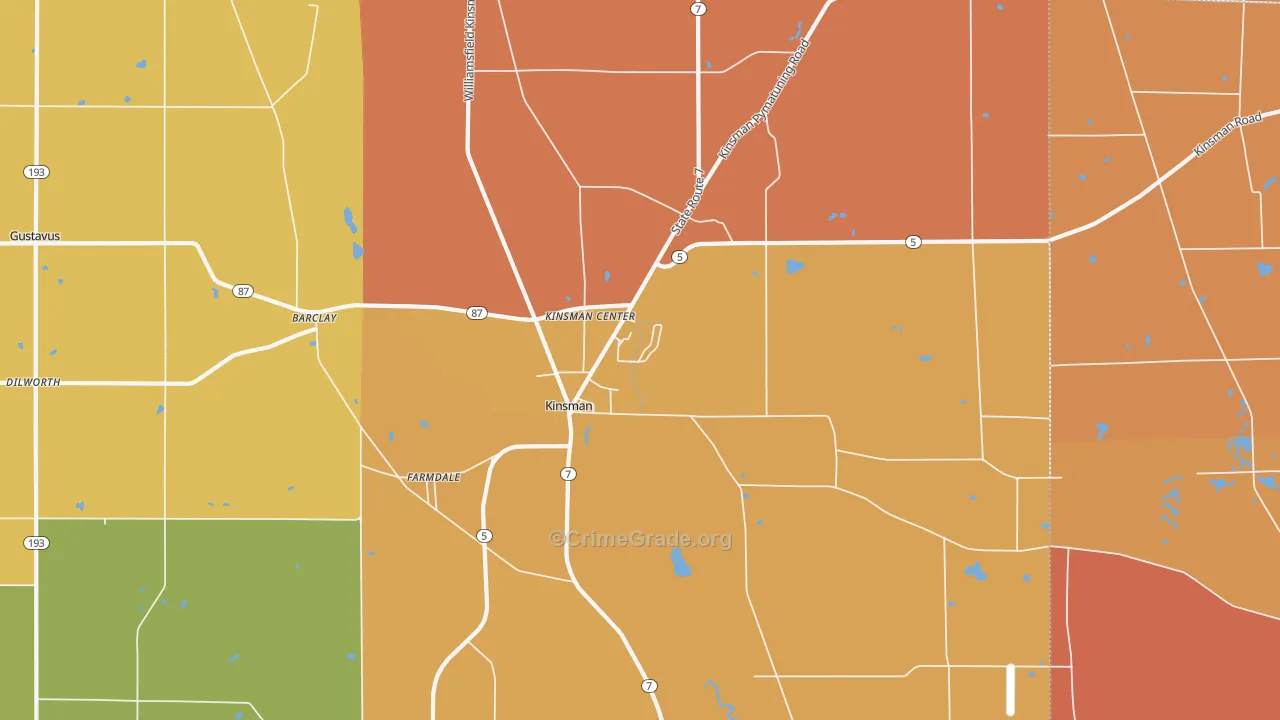 Kinsman, OH Map of Robbery Rates