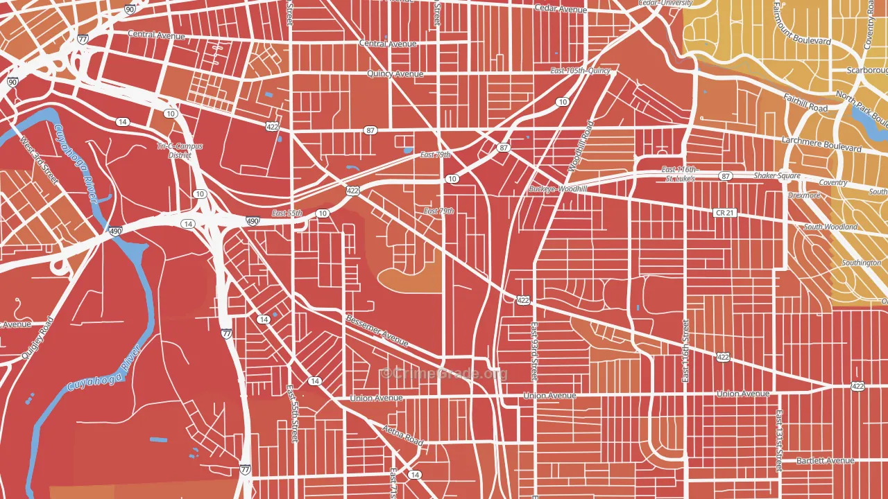 Kinsmith, Cleveland, OH Map of Robbery Rates