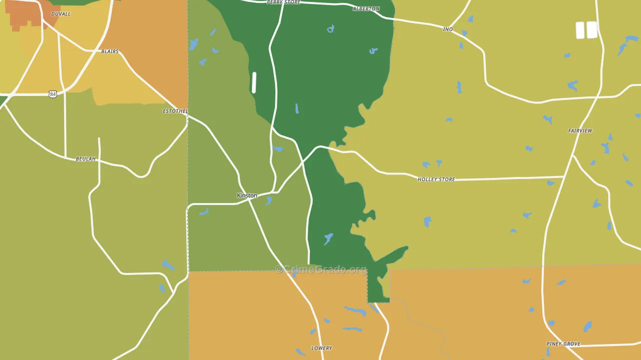 Kinston, AL Map of Robbery Rates