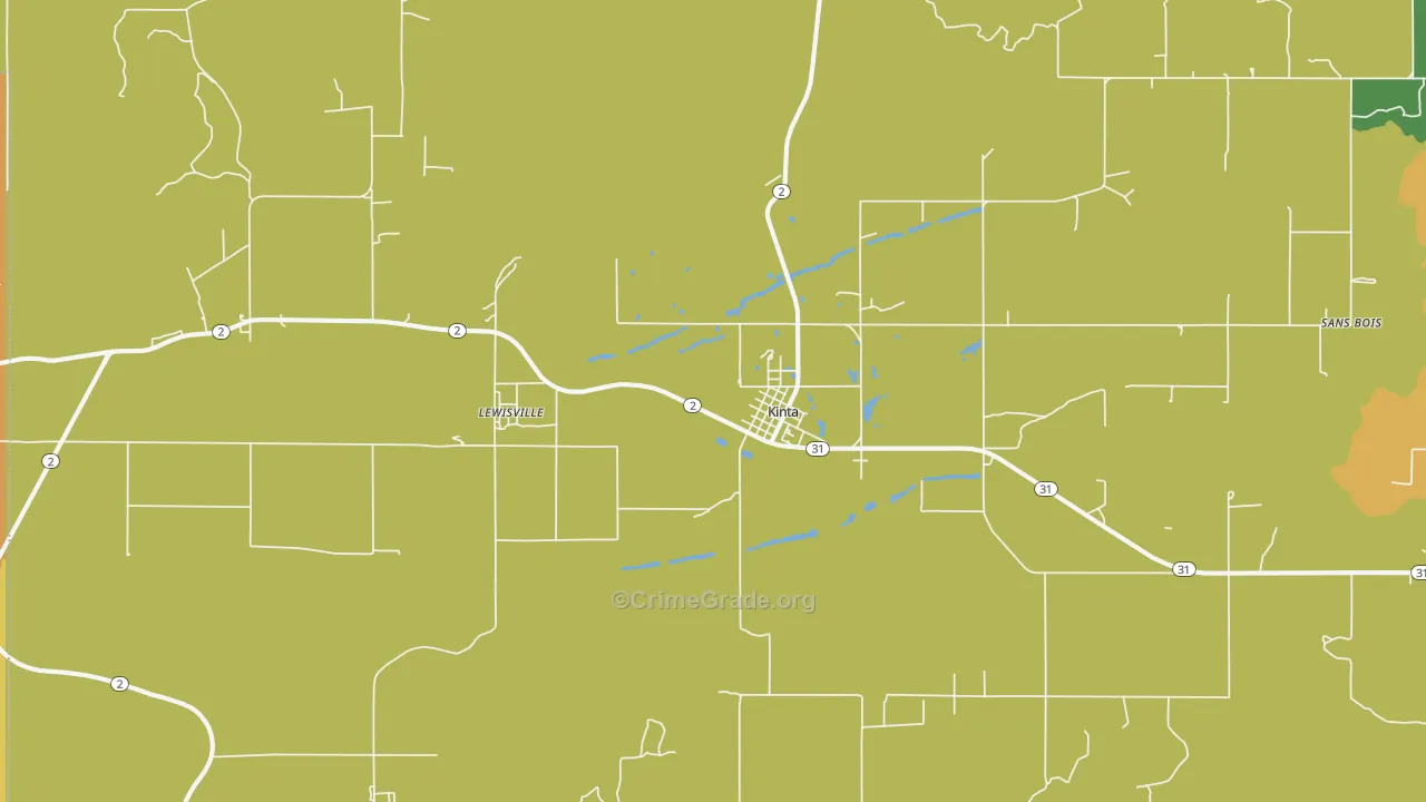Kinta, OK Map of Robbery Rates