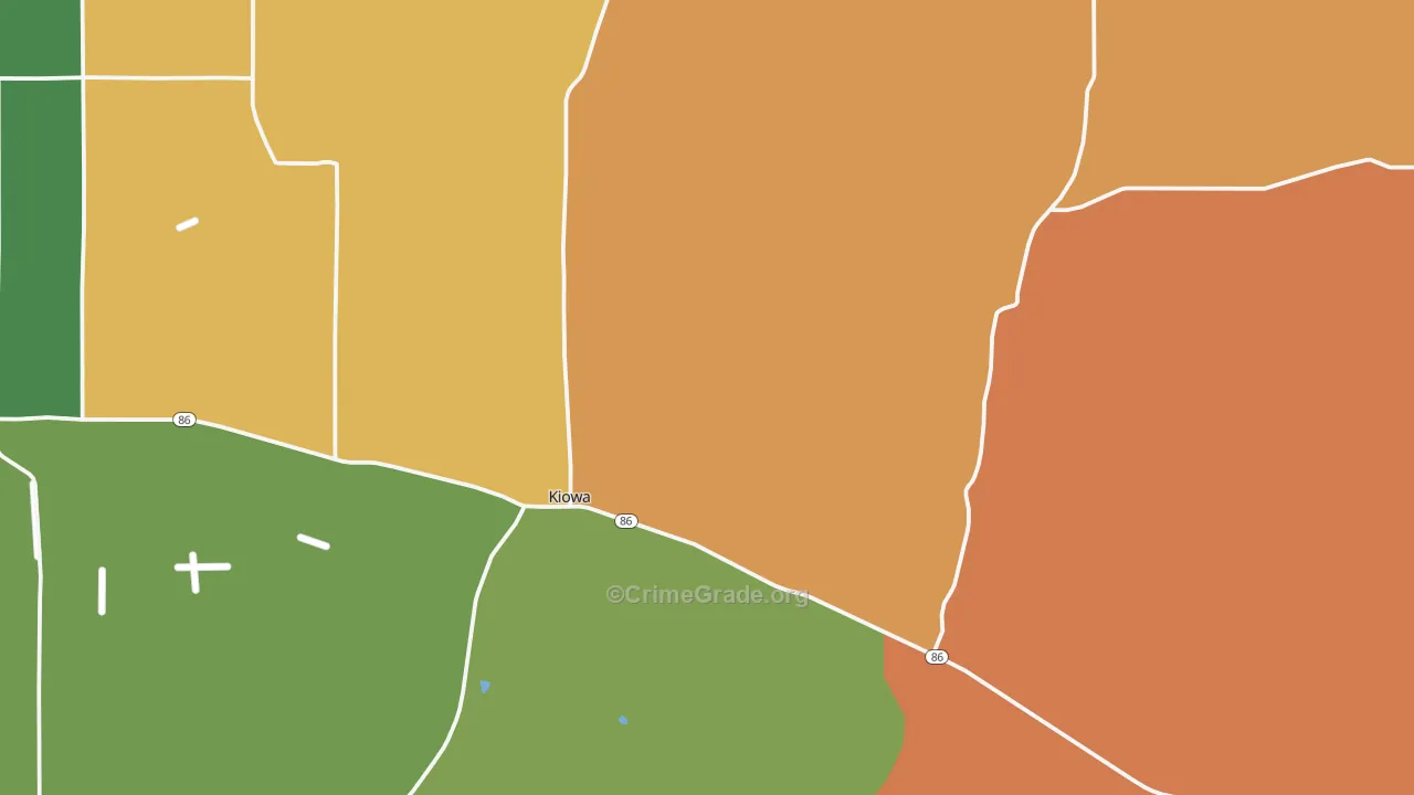 Kiowa, CO Map of Robbery Rates