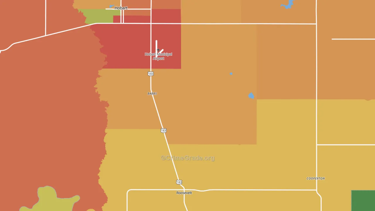 Kiowa County, OK Map of Robbery Rates
