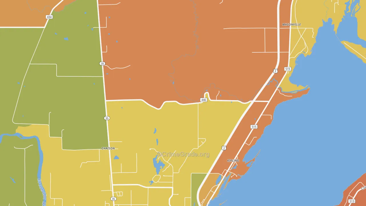Kipling, MI Map of Robbery Rates