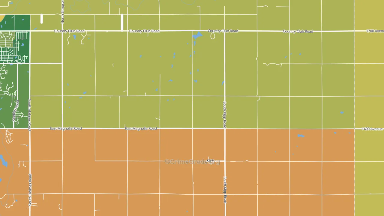 Kipp, KS Map of Robbery Rates
