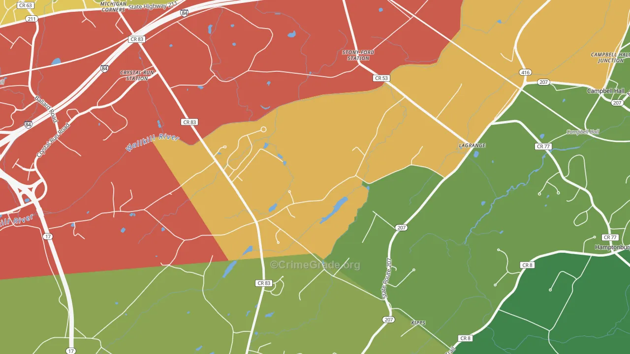 Kipps, NY Map of Robbery Rates