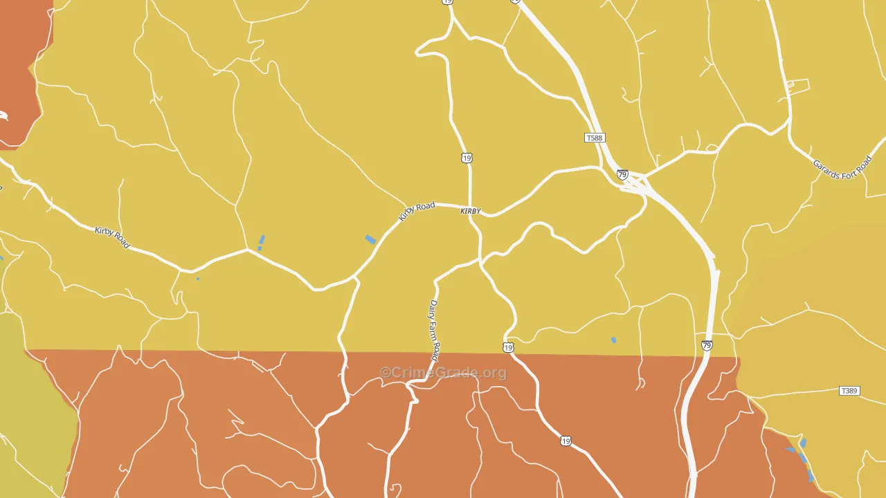 Kirby, PA Map of Robbery Rates