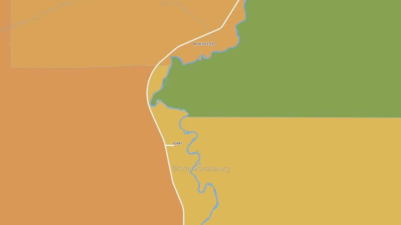 Kirby, WY Map of Robbery Rates
