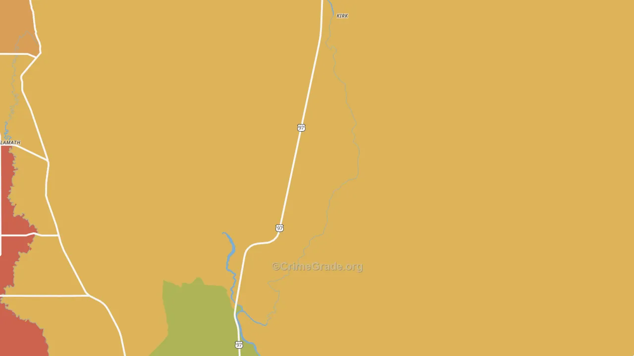 Kirk, OR Map of Robbery Rates
