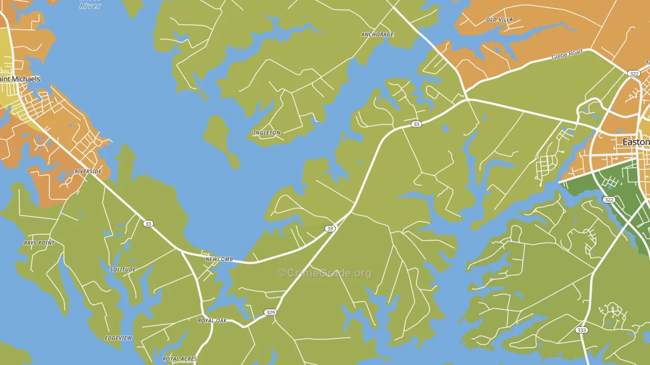 Kirkham, MD Map of Robbery Rates