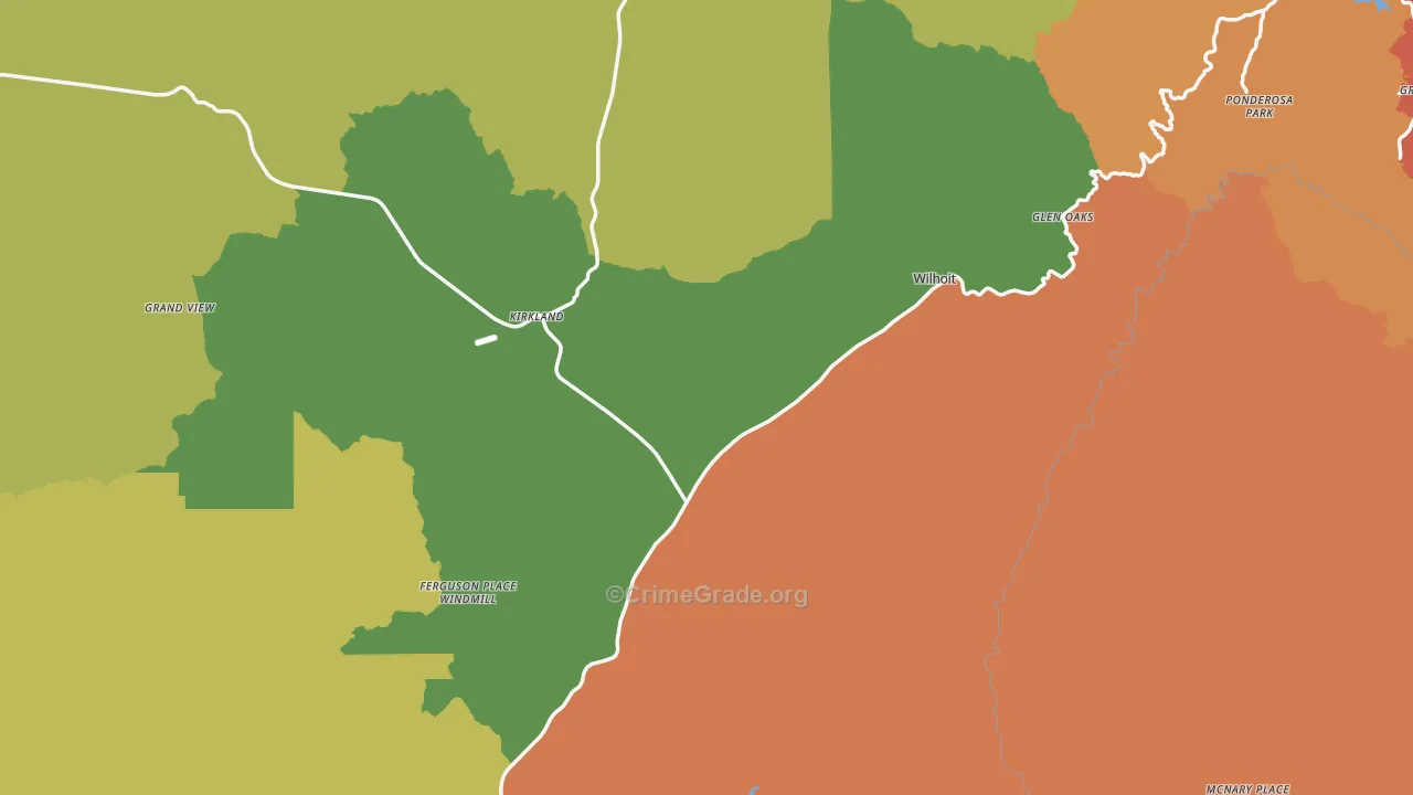 Kirkland, AZ Map of Robbery Rates