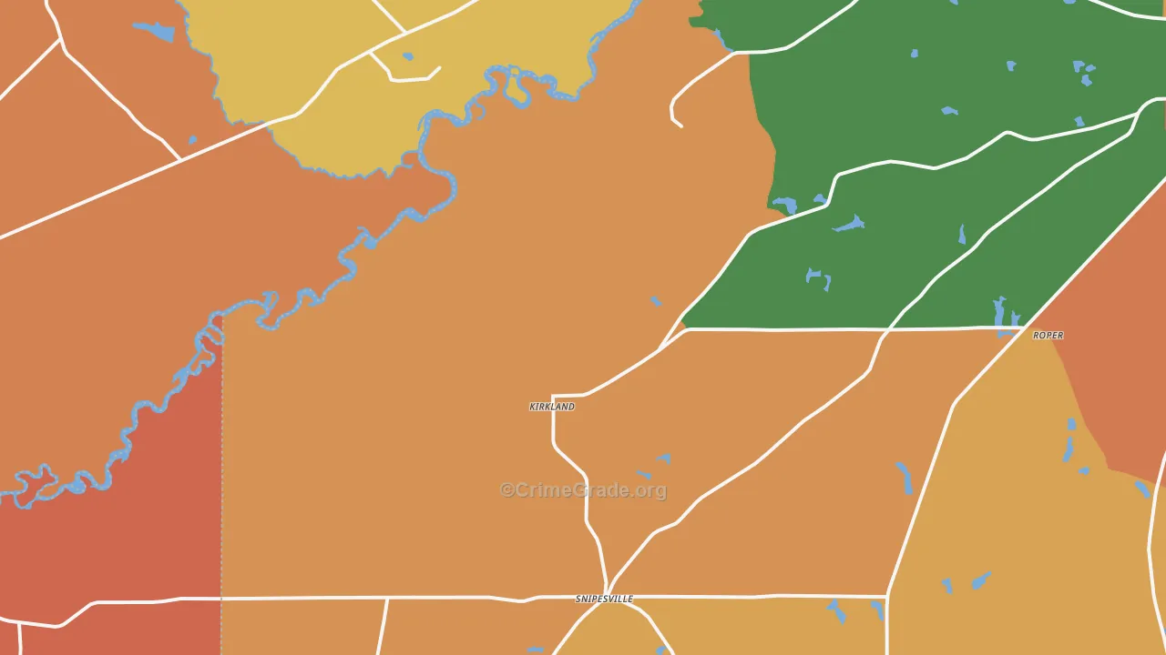 Kirkland, GA Map of Robbery Rates