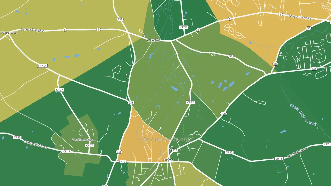 Kirkland, NY Map of Robbery Rates
