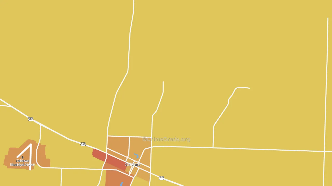 Kirkland, TX Map of Robbery Rates