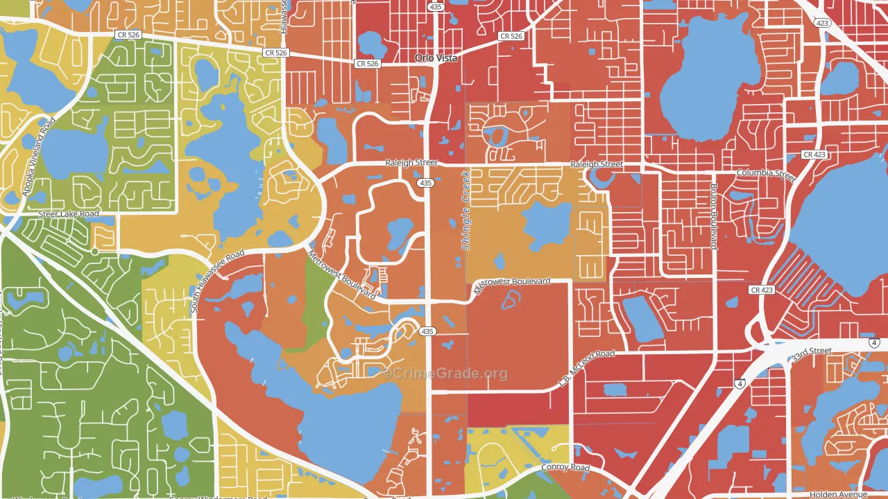 Kirkman North, Orlando, FL Map of Robbery Rates