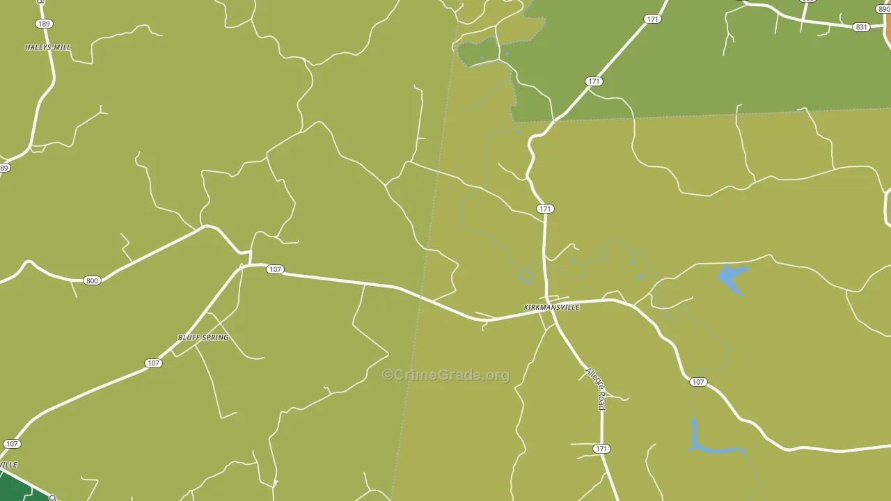 Kirkmansville, KY Map of Robbery Rates