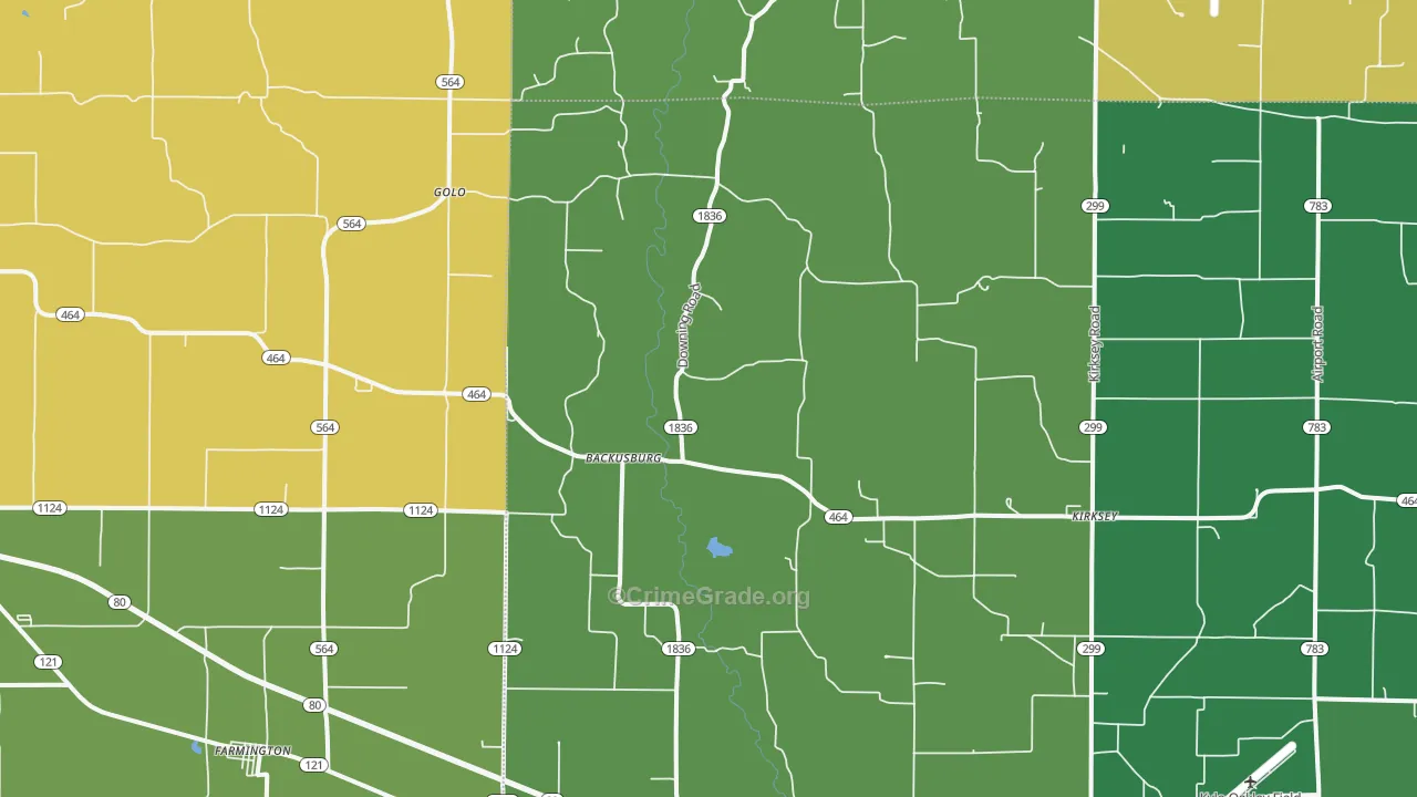 Kirksey, KY Map of Robbery Rates