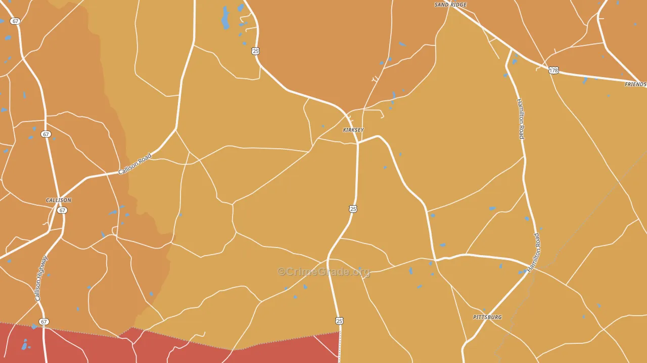 Kirksey, SC Map of Robbery Rates