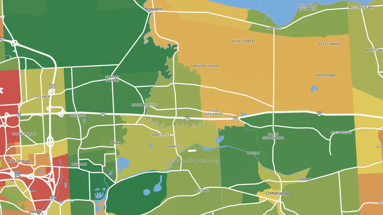 Kirkville, NY Map of Robbery Rates
