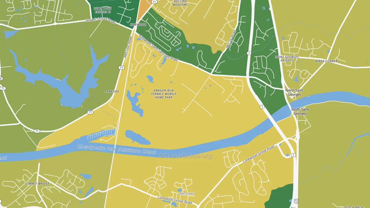 Kirkwood, DE Map of Robbery Rates