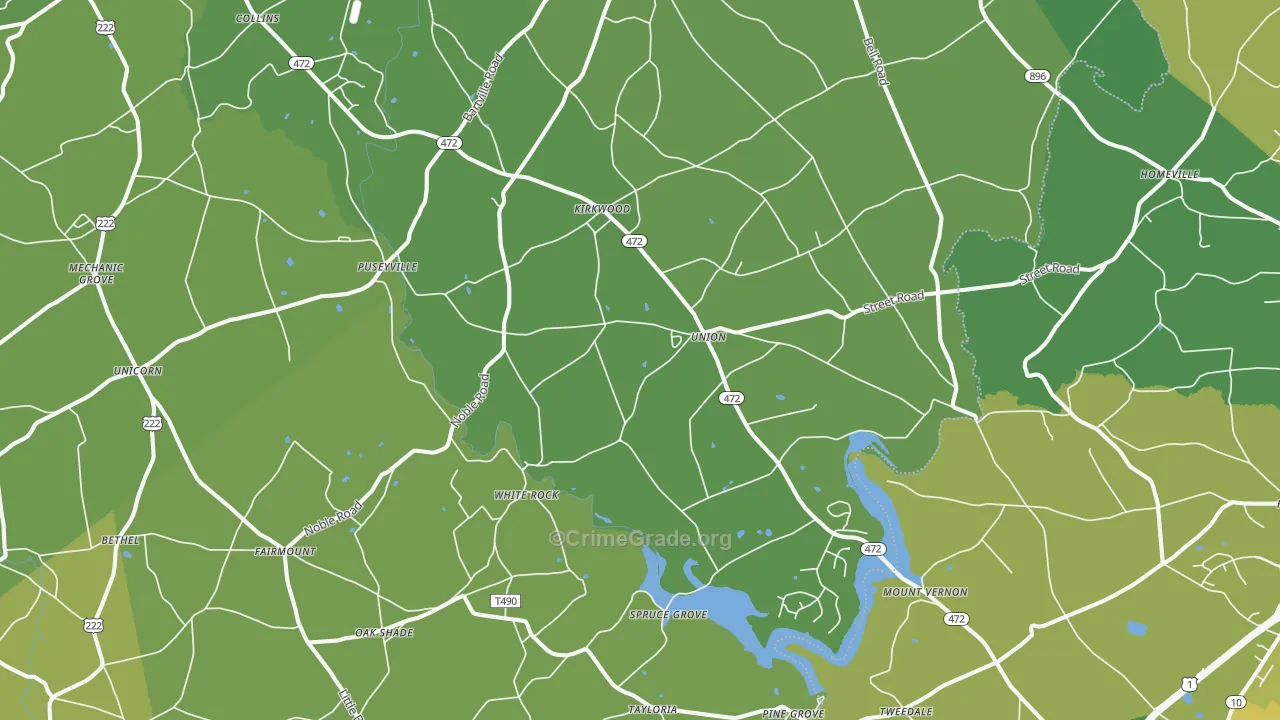 Kirkwood, PA Map of Robbery Rates