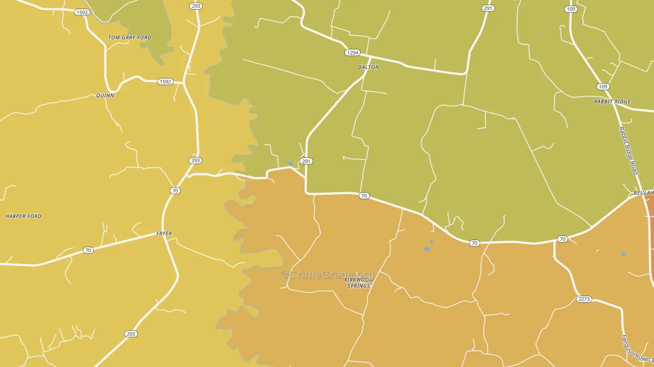 Kirkwood Springs, KY Map of Robbery Rates