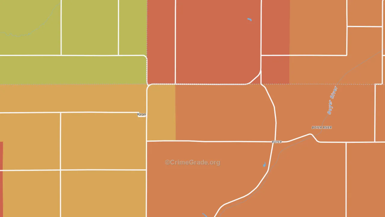 Kiron, IA Map of Robbery Rates