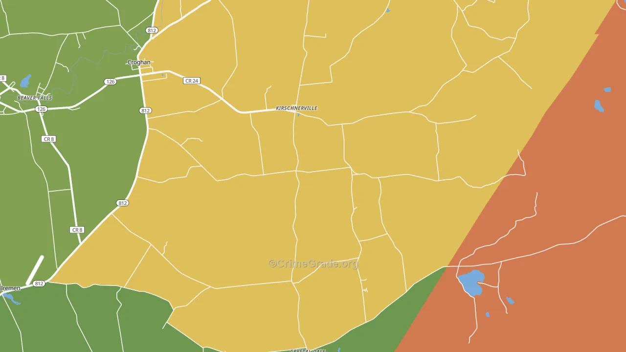 Kirschnerville, NY Map of Robbery Rates