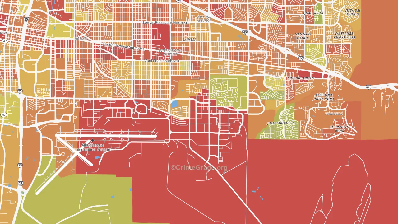 Kirtland Afb, NM Map of Robbery Rates