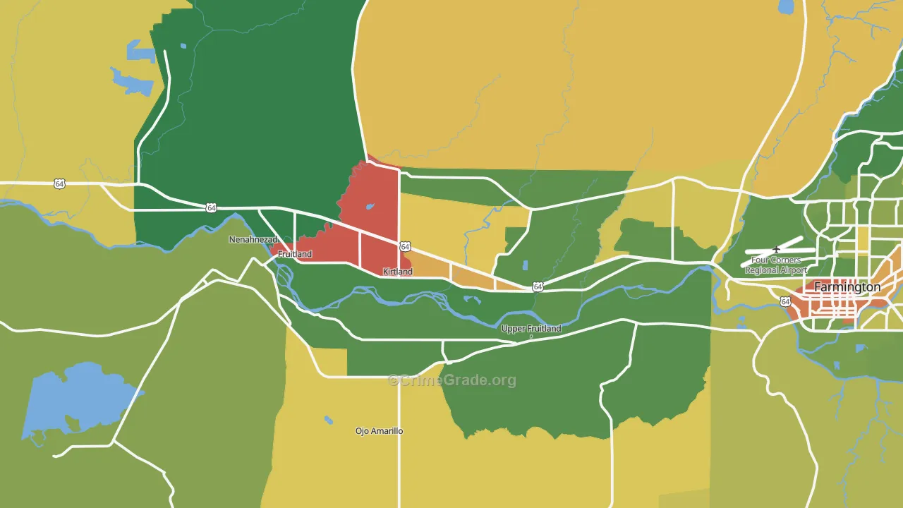Kirtland, NM Map of Robbery Rates