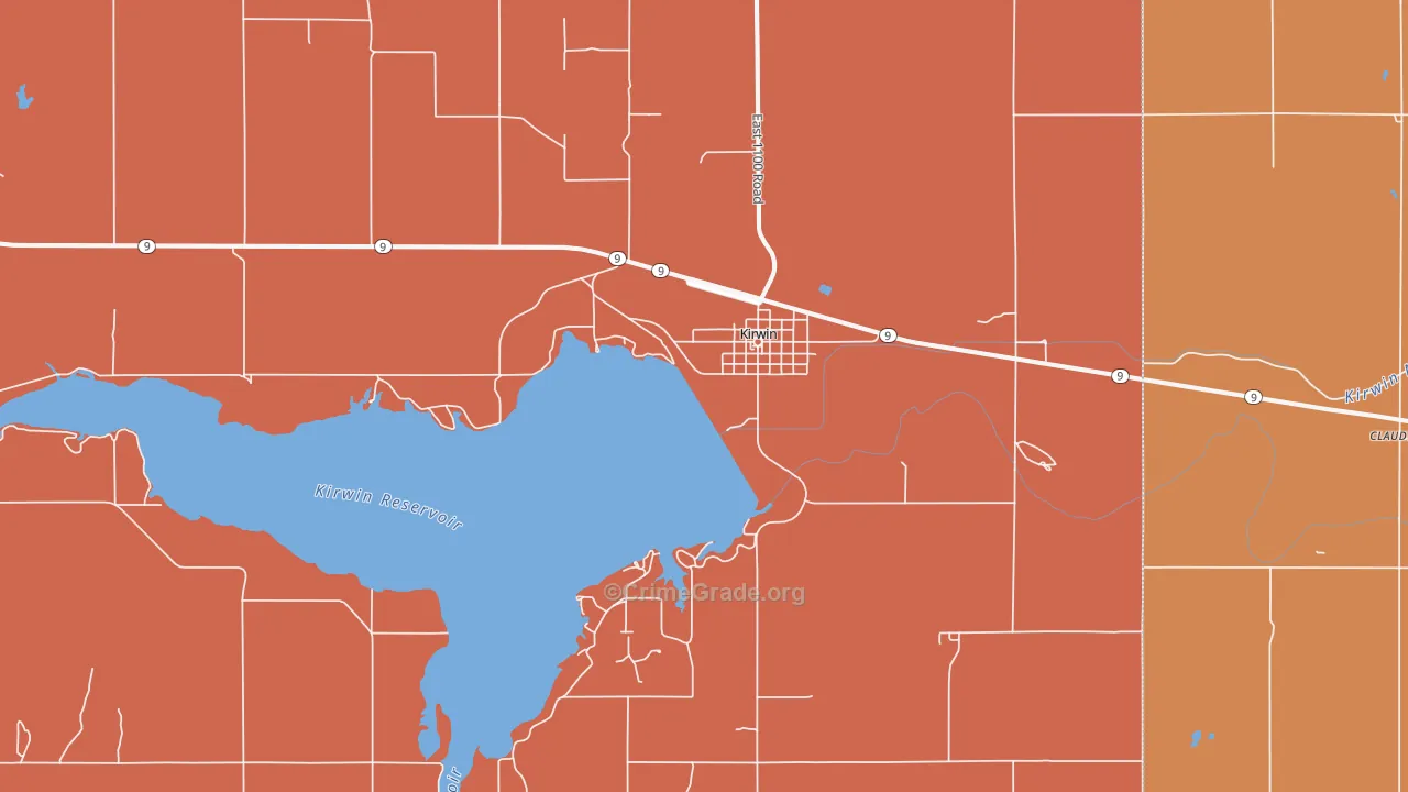 Kirwin, KS Map of Robbery Rates