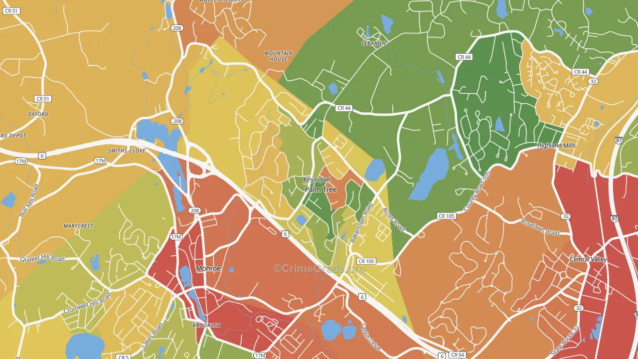 Kiryas Joel, NY Map of Robbery Rates