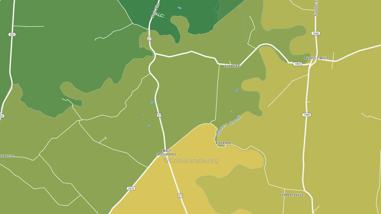 Kiserton, KY Map of Robbery Rates