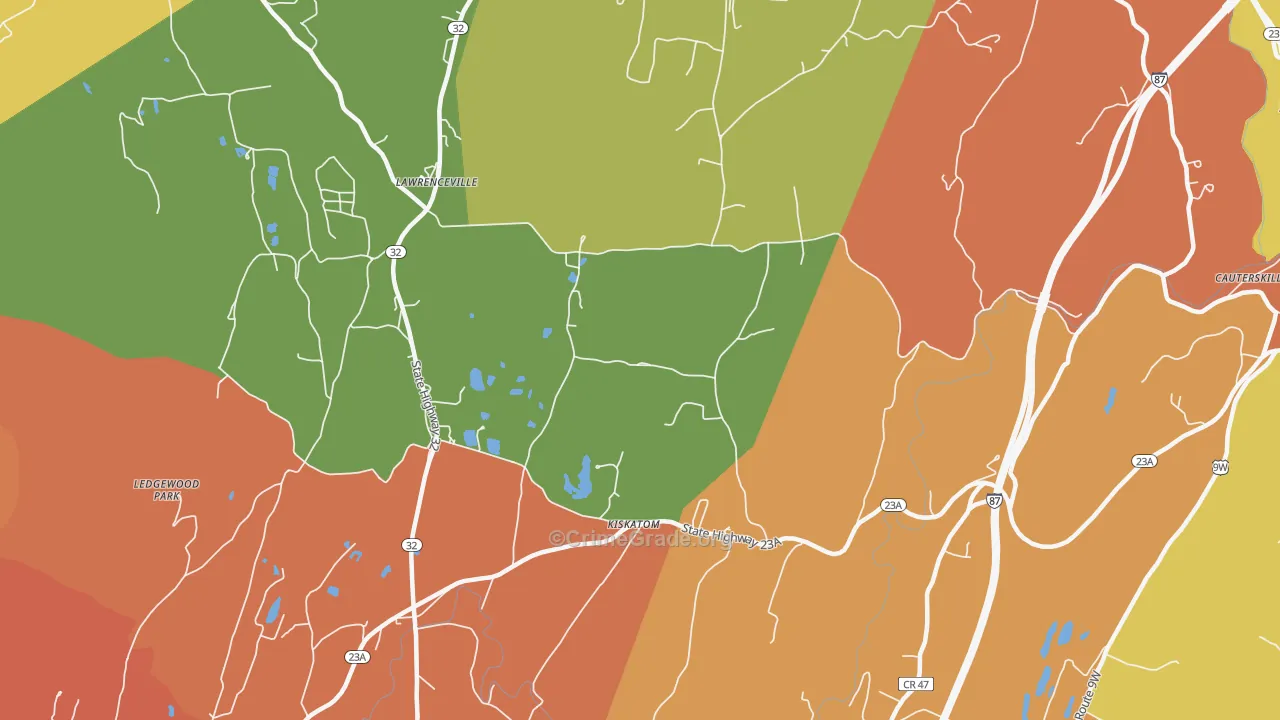 Kiskatom, NY Map of Robbery Rates