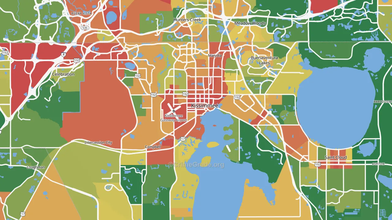 Kissimmee, FL Map of Robbery Rates