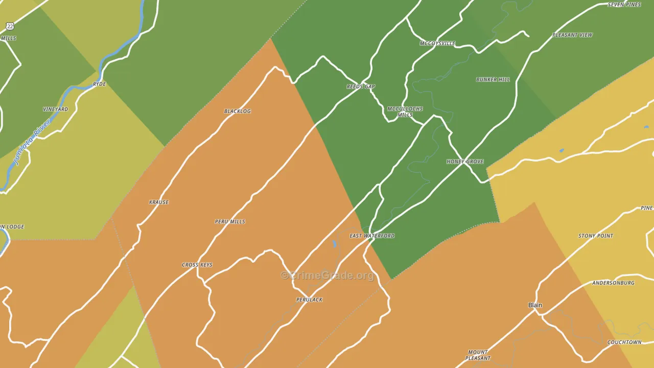 Kistler, PA Map of Robbery Rates