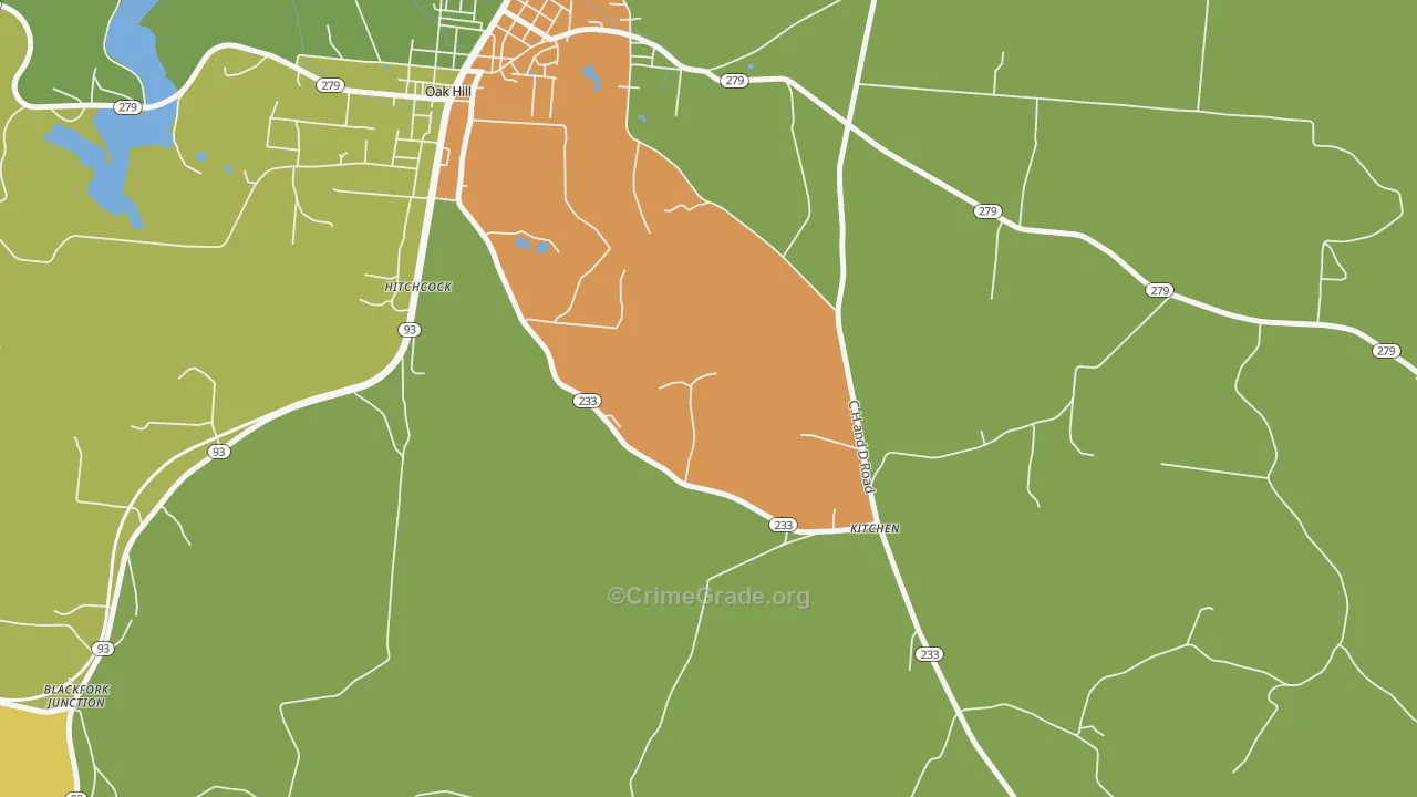 Kitchen, OH Map of Robbery Rates
