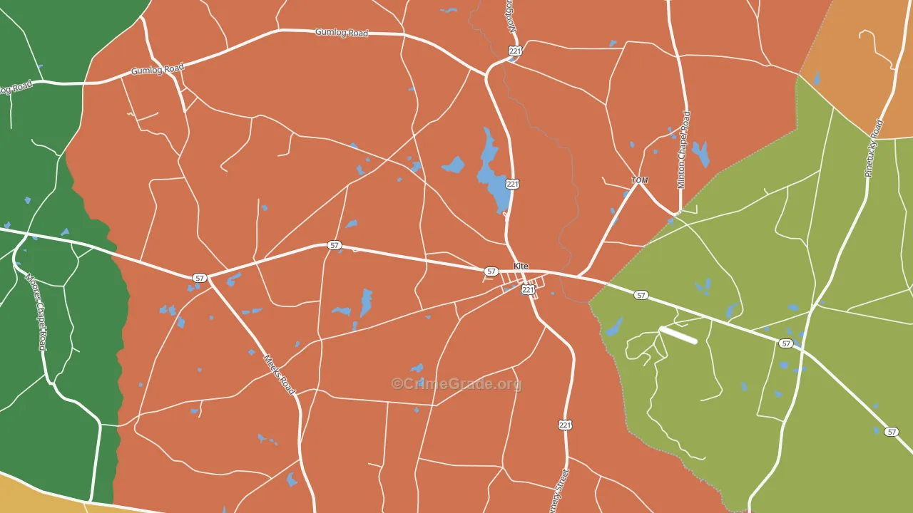 Kite, GA Map of Robbery Rates