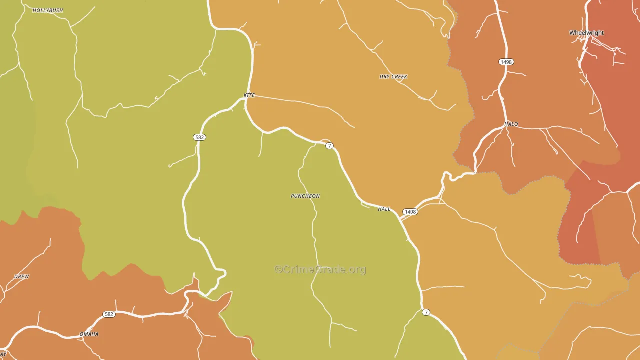Kite, KY Map of Robbery Rates