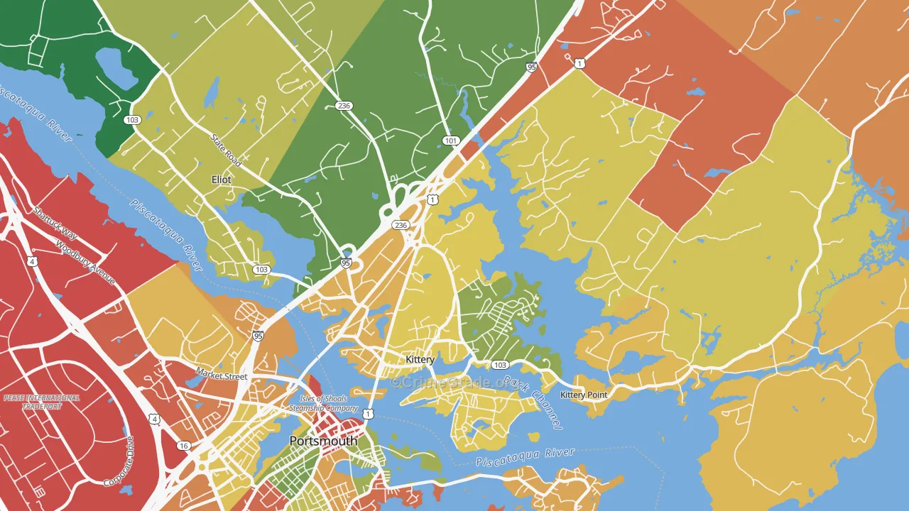 Kittery, ME Map of Robbery Rates