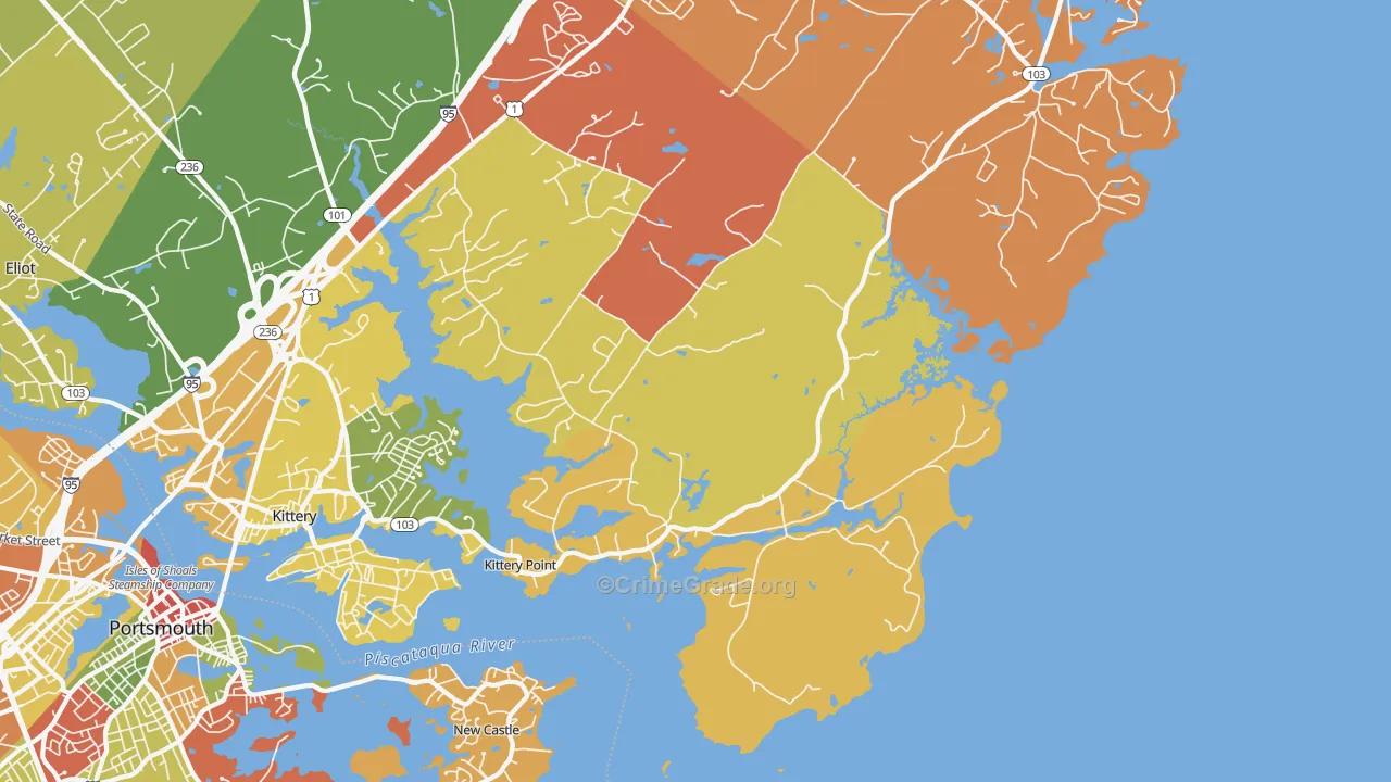 Kittery Point, ME Map of Robbery Rates