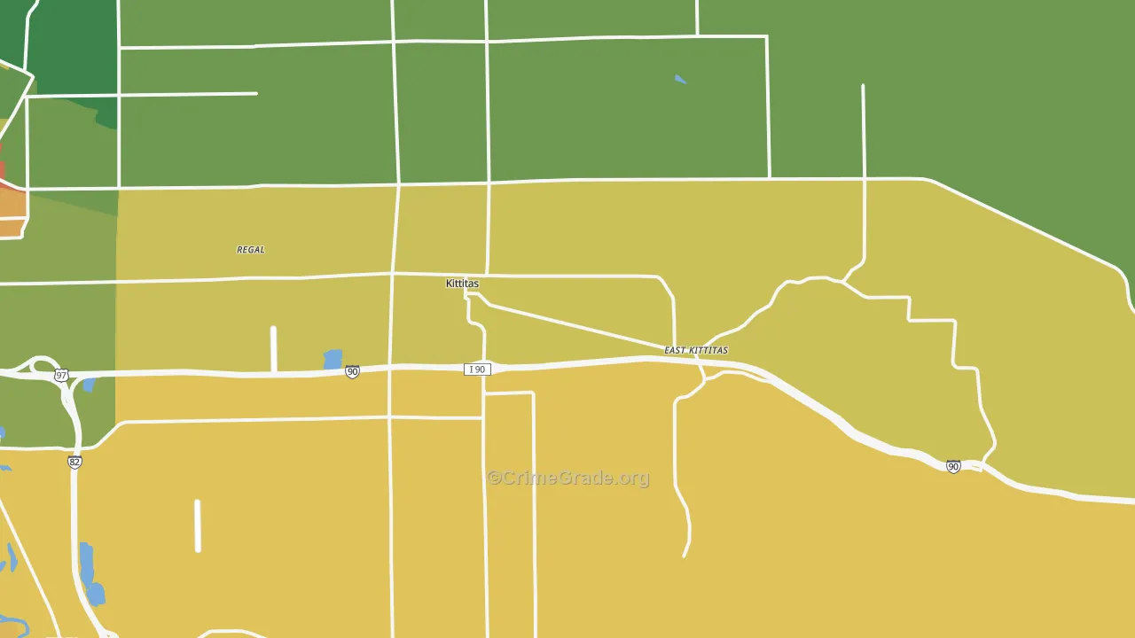 Kittitas, WA Map of Robbery Rates